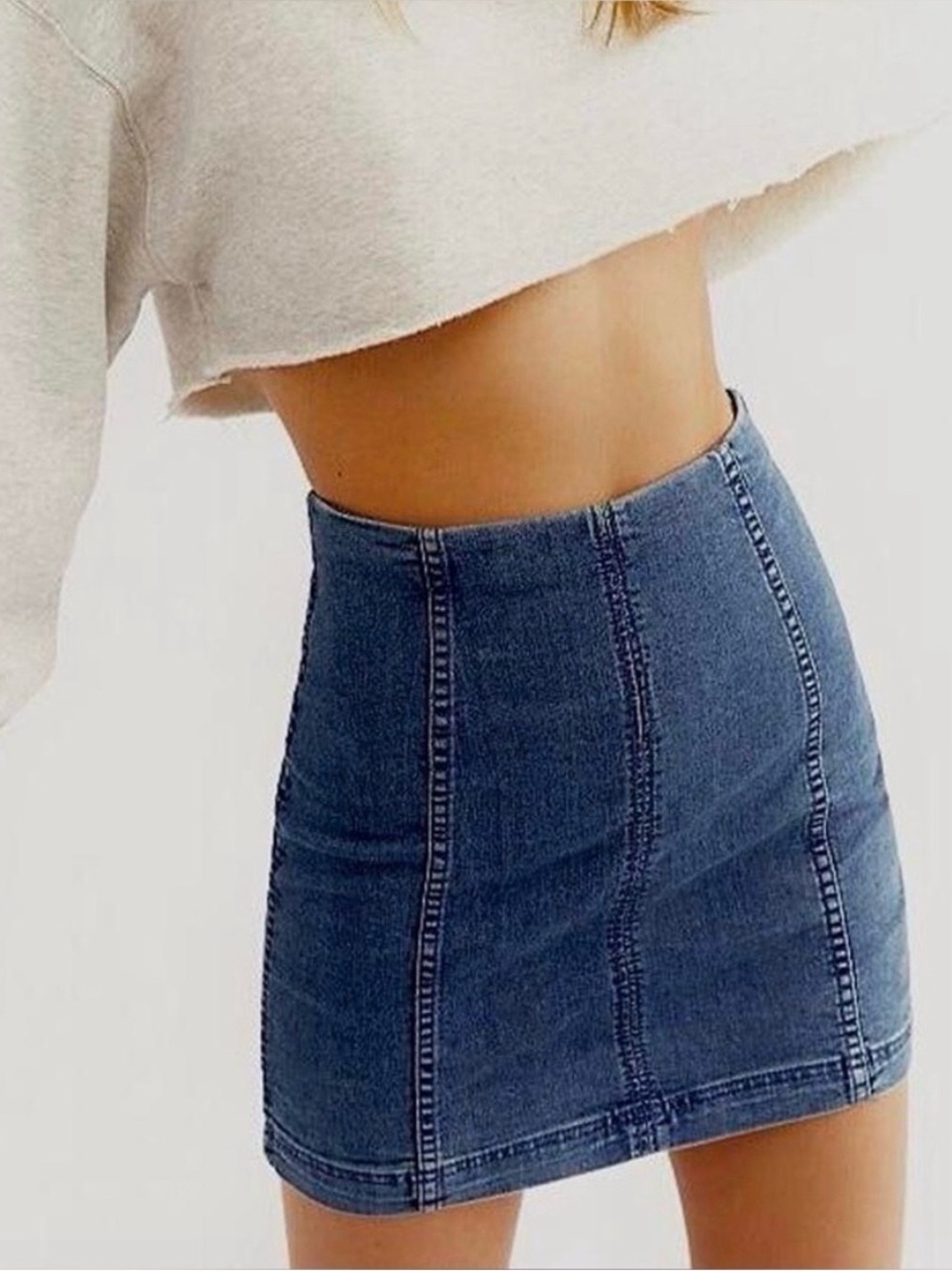 Free People Modern Femme Denim Mini Skirt Stretch Size 2